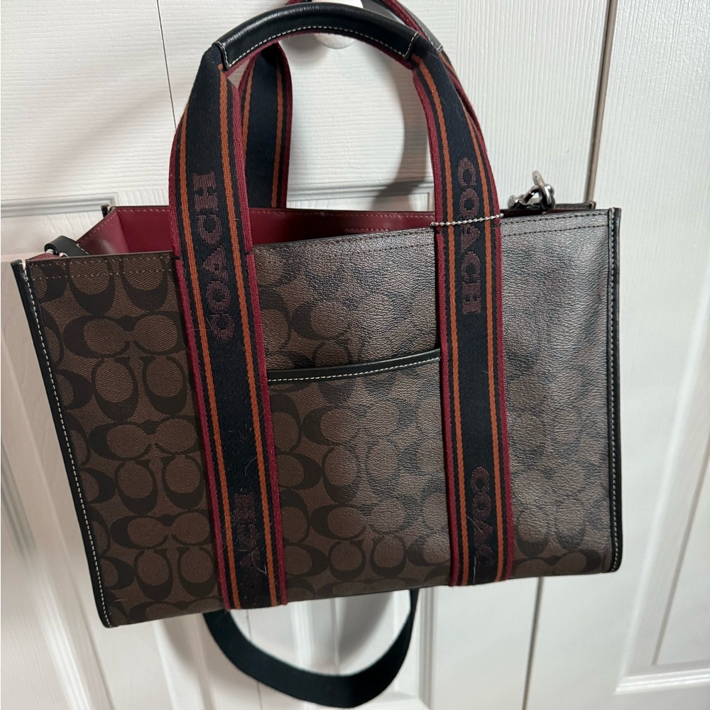 Coach Brown and Red Signature Tote